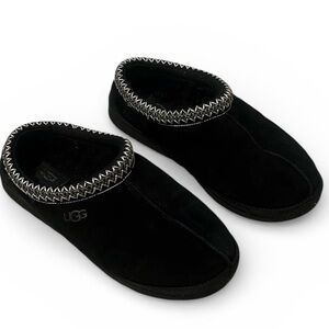 UGG Black Suede Leather Mules Gray Zigzag Uggbraid Stitching Mens Size 10-12?